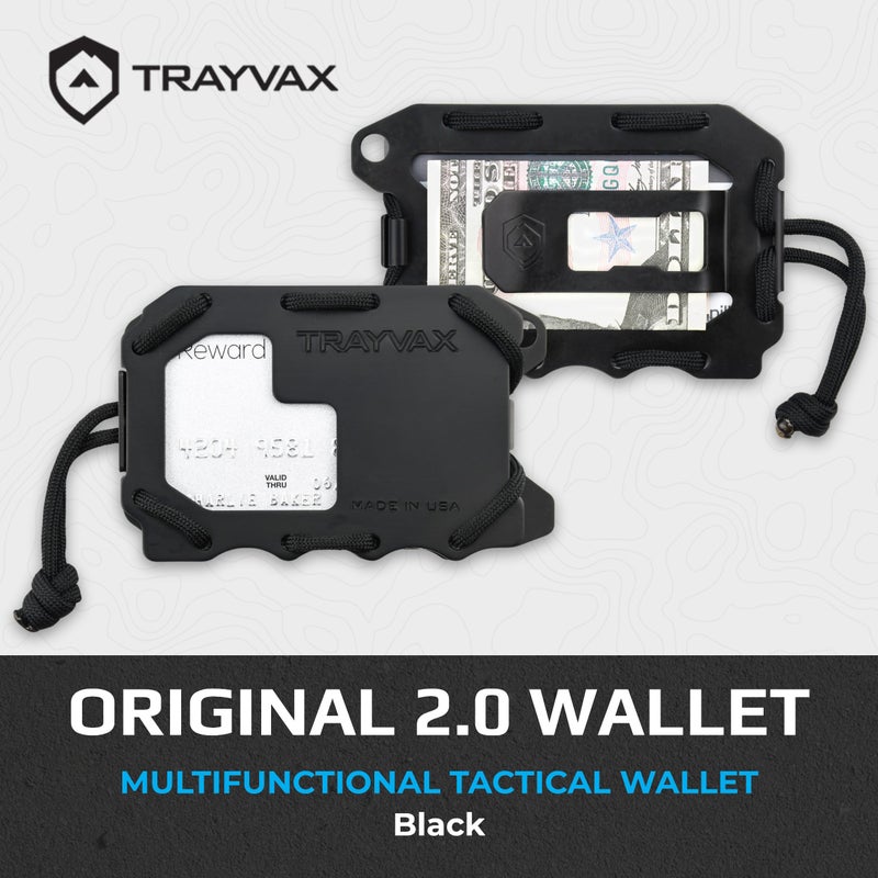 Trayvax Original 2.0 Wallet, RFID Front Pocket Tactical Metal Credit Card Holder with Money Clip, Slim Minimalist Wallet for Men and Women, Black - Image 2
